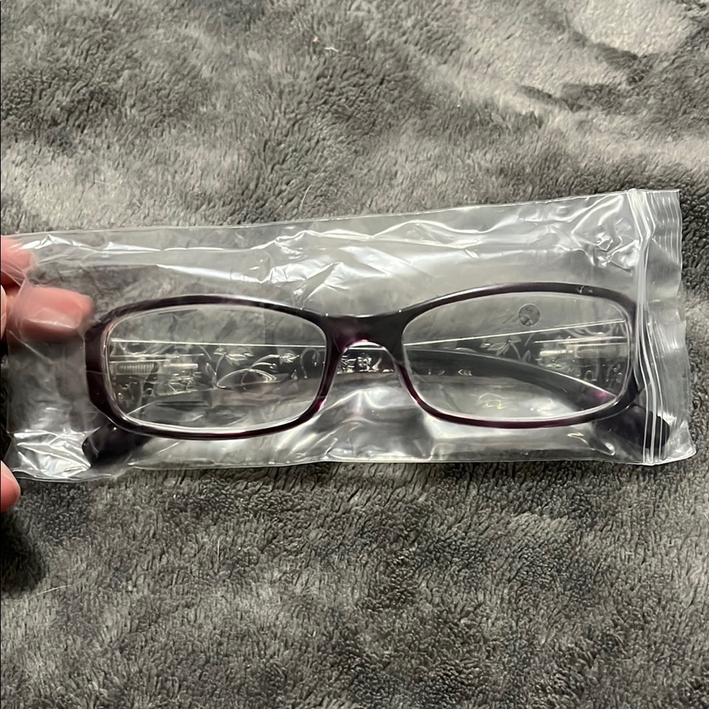 Amazon Purple Glasses with Rectangular Frame and Clear Lenses readers